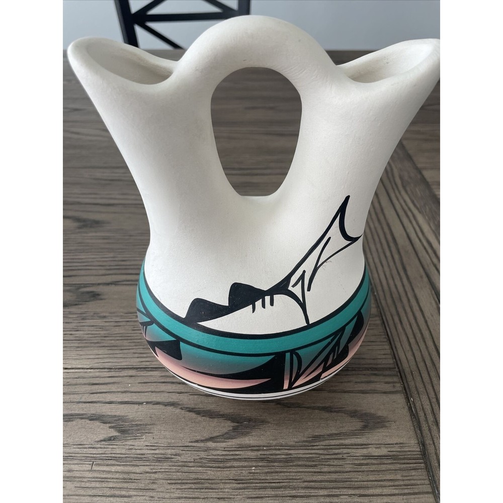 RARE Native American Wedding Vase Signed EL Dinć CEDAR MESA POTTERY - Picture 6 of 11
